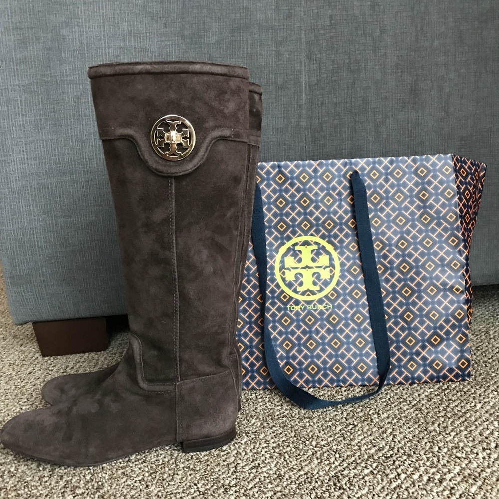 Gentle Used-Suede Tory Burch Tall Boot